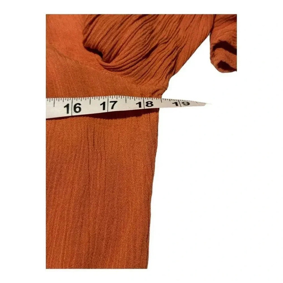 Bobeau Women’s Medium Orange Bohemian V-Neck Flare Sleeve Flowy Top - Picture 4 of 5